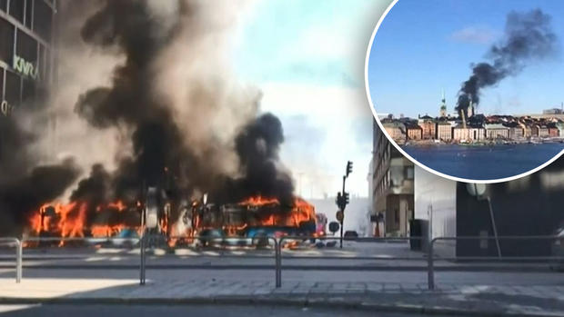 Dramáticas imágenes: autobús explota en pleno centro de capital sueca