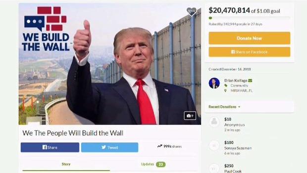 GoFundMe devolverá 20 millones donados para el muro en la frontera
