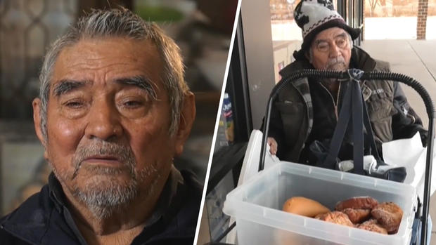 Abuelito vende empanadas para poder volver a México