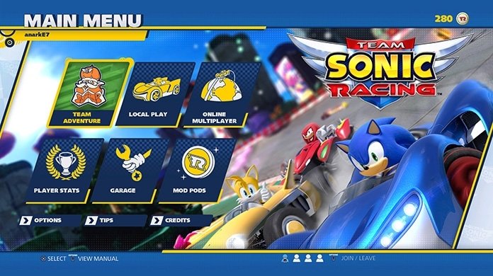 Team Sonic Racing Menu