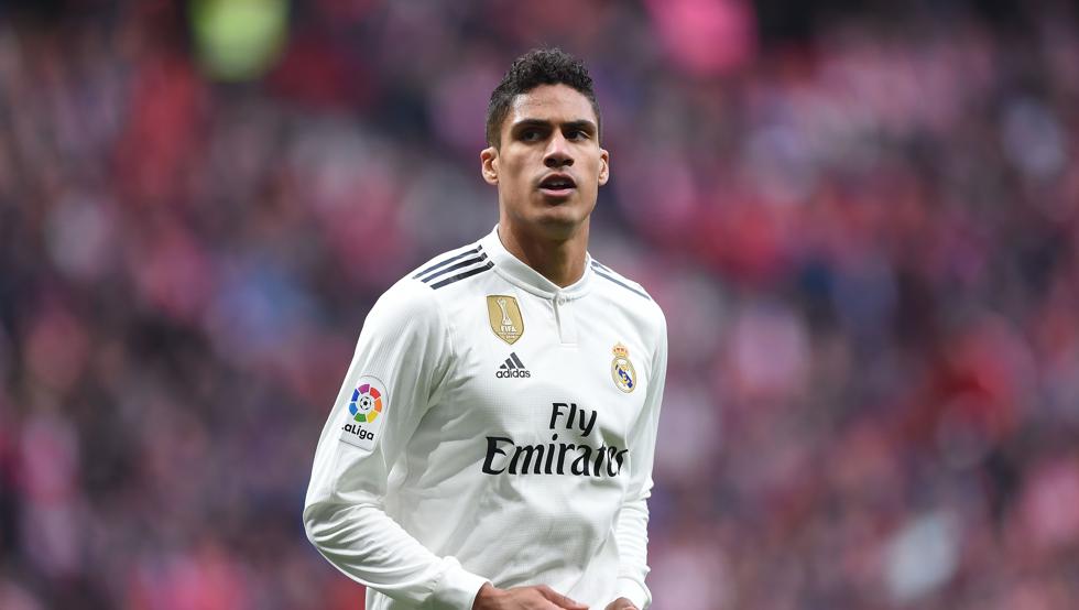 MADRID, SPAIN - FEBRUARY 09: Rafael Varane of Real Madrid looks on during the La Liga match between Club Atletico de Madrid and Real Madrid CF at Wanda Metropolitano on February 09, 2019 in Madrid, Spain. (Photo by Denis Doyle/Getty Images)