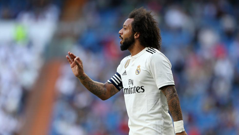 MADRID, SPAIN - MAY 05: Marcelo of Real Madrid reacts during the La Liga match between Real Madrid CF and Villarreal CF at Estadio Santiago Bernabeu on May 05, 2019 in Madrid, Spain. (Photo by Angel Martinez/Getty Images)