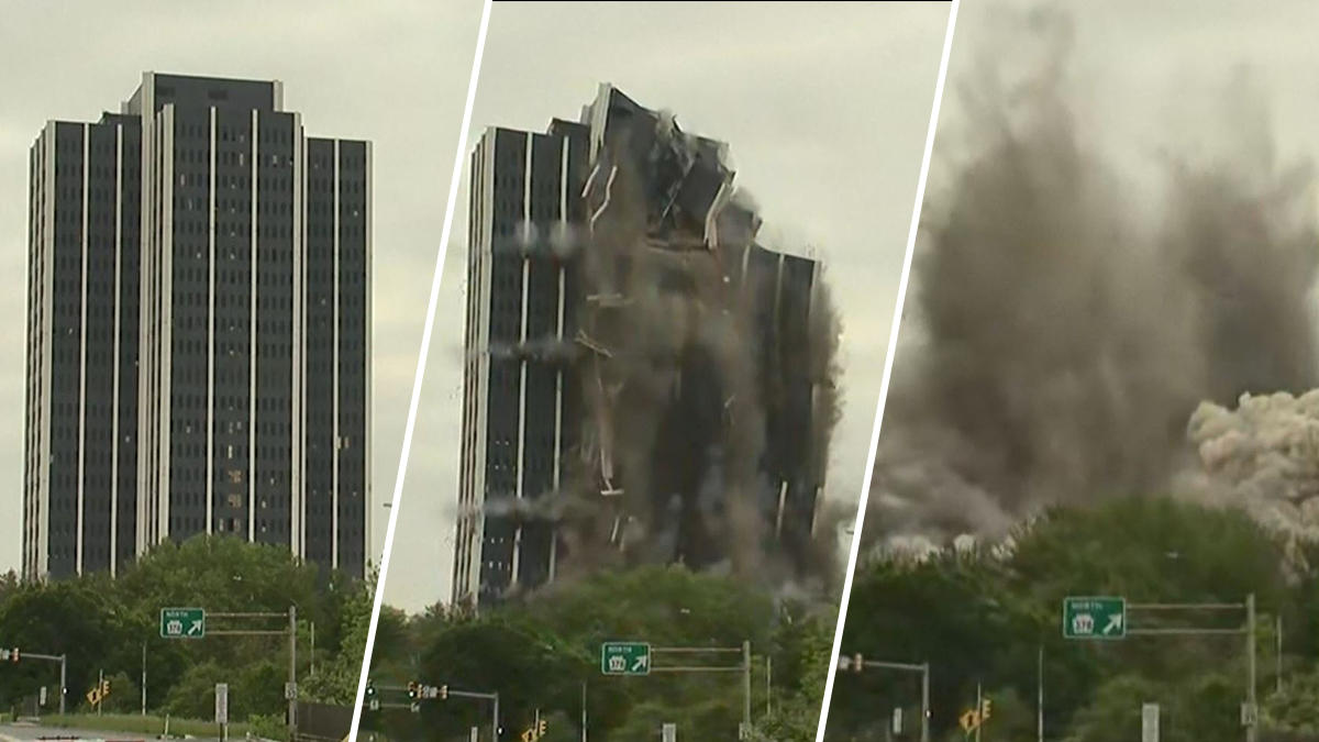 Dramática detonación de icónico edificio en Pensilvania