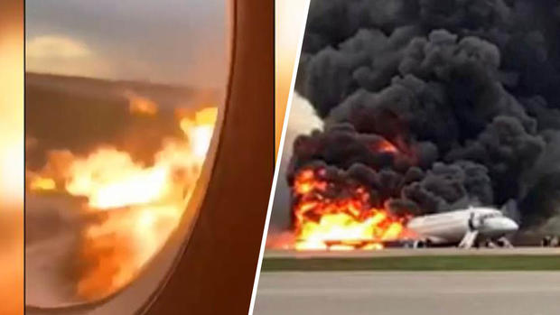 Horrendas imágenes desde adentro del avión que se quemó en Rusia 