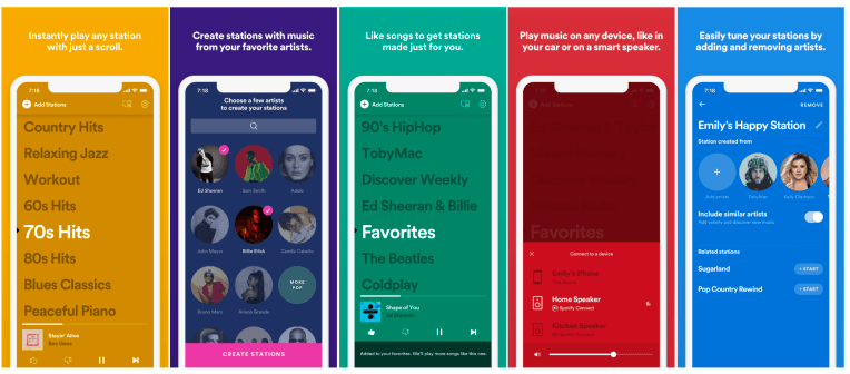 La aplicación de escucha instantánea leanback Stations de Spotify llega a iOS