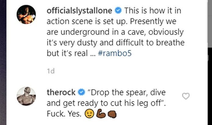 Comentarios de Dwayne The Rock Johnson sobre Sylvester Stallone Rambo 5 Teaser