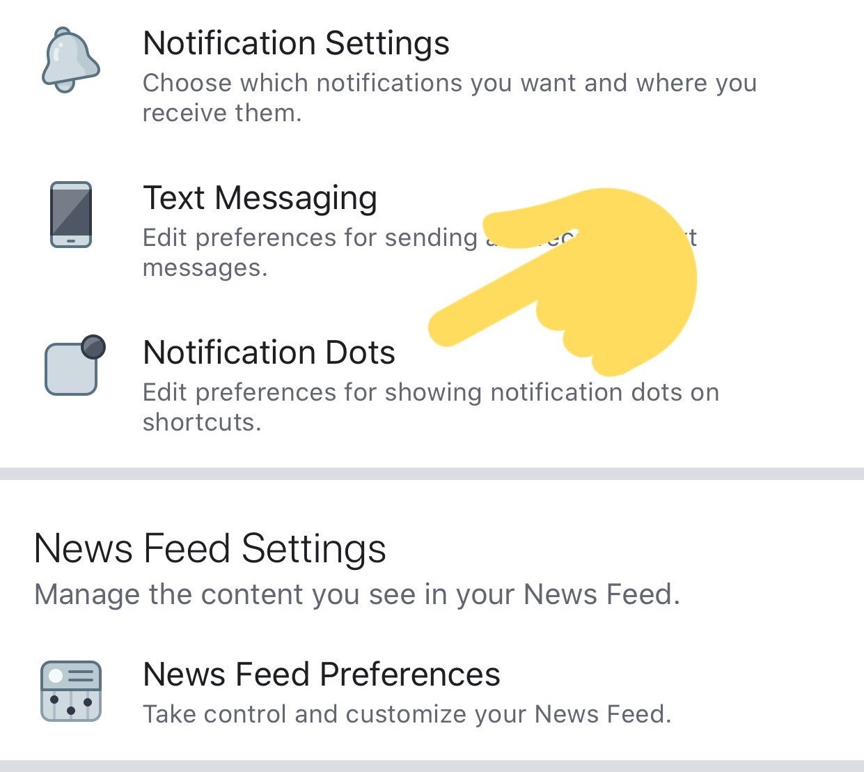Configuraciones de notificaciones de Facebook