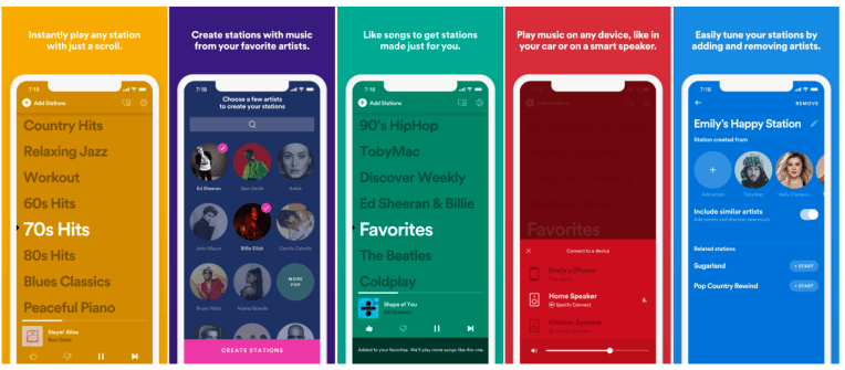 Spotify lanza su aplicación ligera de escucha Stations en los Estados Unidos.