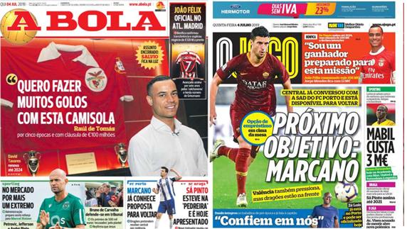 Las portadas de la prensa en Portugal el día después del anuncio oficial de Joao Félix.