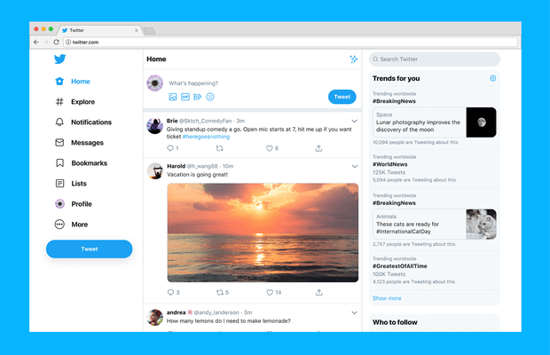 Twitter despliega su sitio web de escritorio rediseñado con navegación simplificada, más funciones