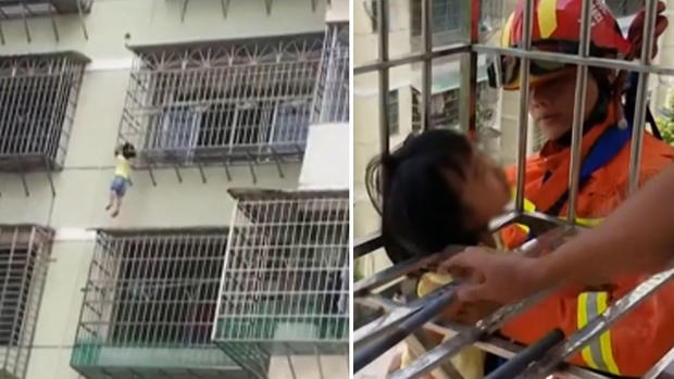 [TLMD - NATL] Inquietante video: niña queda colgando del cuello al escabullirse por la ventana