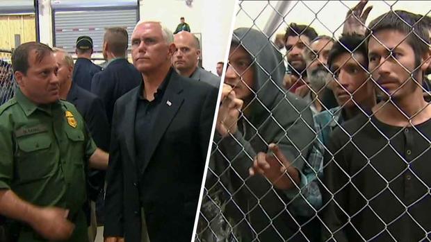 Migrantes enjaulados gritaban durante visita de Pence a la frontera