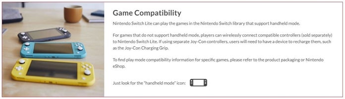 Compatibilidad con juegos de Nintendo Switch Lite