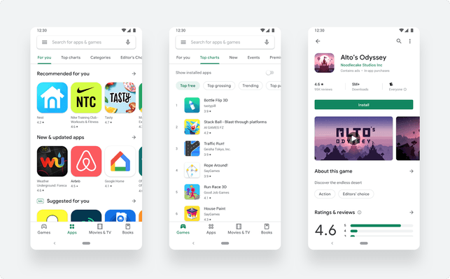 Google actualiza a un diseño más limpio y simple de Play Store sin sección de Música