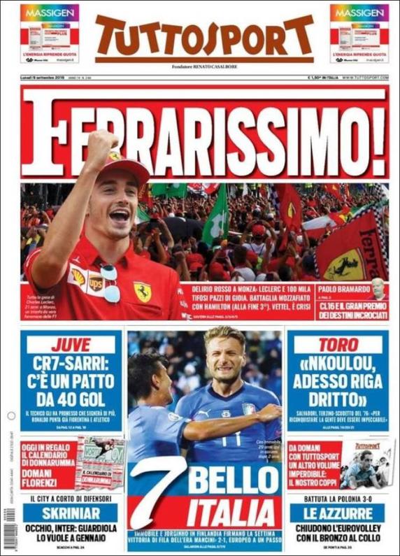 Los diarios italianos ensalzan a Leclerc y critican a Vettel