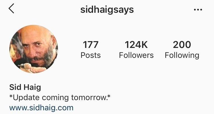 actualización sid haig 2019 instagram