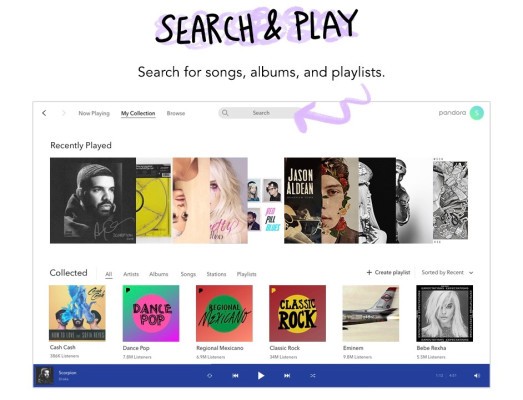 Pandora presenta una aplicación de escritorio para Windows con soporte para música y podcasts