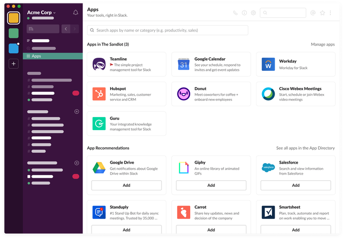 Slack App launcher