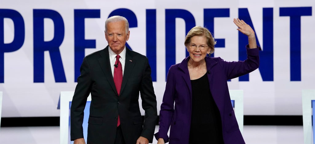 Demócratas concentran sus ataques en Warren, quien ya supera a Biden en sondeos