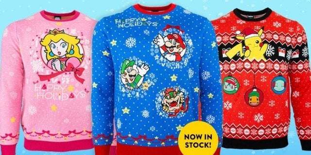Ya están disponibles los suéteres navideños oficiales de Nintendo Pokemon y Super Mario Ugly