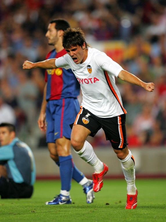 Con el Valencia fue el equipo con el que Villa celebró más goles.