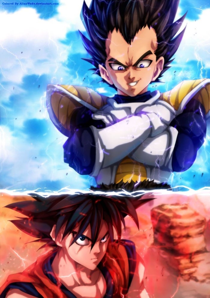 Dragon Ball Vegeta y Goku Ilustraciones de Murata (colores de Allan Wade)