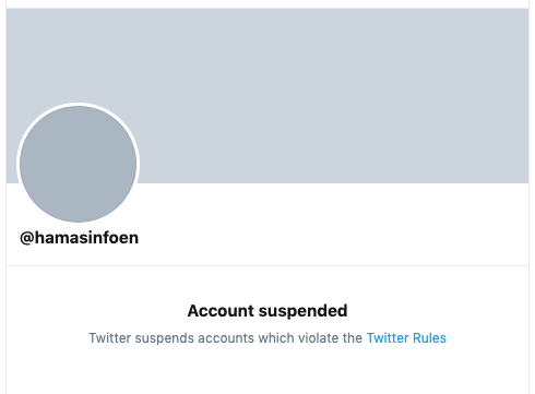 Cuenta de Twitter suspendida en inglés de Hamas