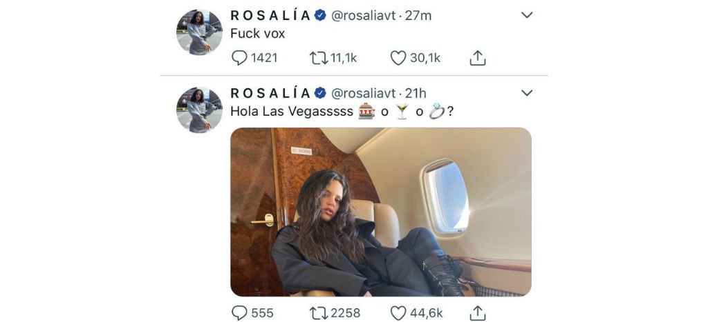 “Fuck Vox”: el polémico tuit de Rosalía contra partido español de ultraderecha