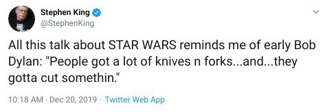 Stephen King Star Wars el ascenso del tweet Skywalker