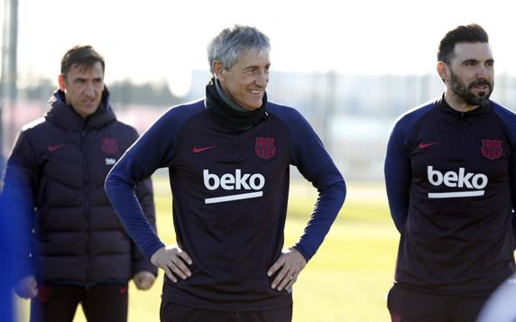 Primer entrenamiento de Quique Setién con el primer equipo del FC Barcelona