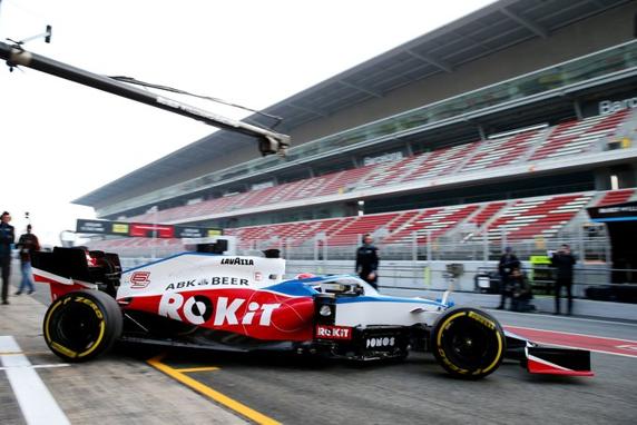 El nuevo Williams FW43 de F1, en el filming day en el Circuit de Barcelona-Catalunya