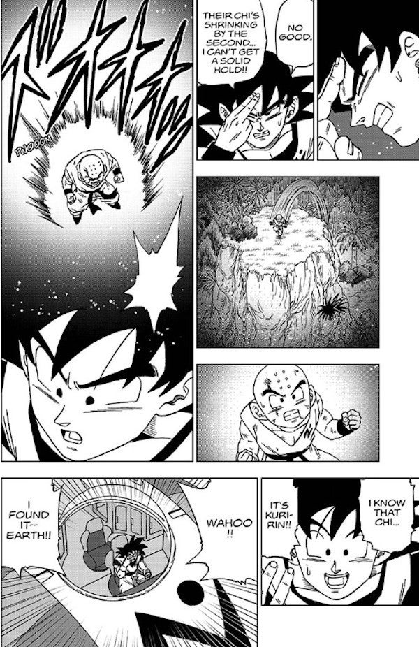 Dragon Ball Super Manga 57 Goku regresa a Earth Fight Moro Krillin Chi Flare