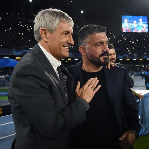 Setién y Gattuso mostraron una buena sintonía