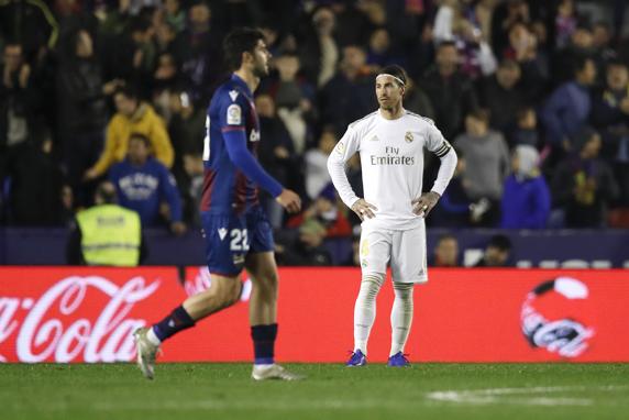 Sergio Ramos durante el partido ante el Levante