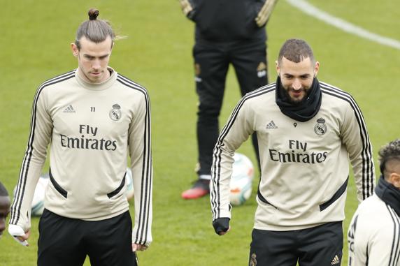 Entrenamiento del Real Madrid en la ciudad deportiva de Valdebebas Bale, Benzema