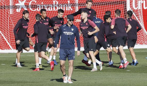 El Sevilla, durante un entrenamiento