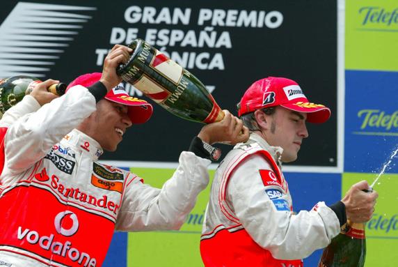 51º G.P. España F1 2007 en el Circuit de Catalunya, Hamilton y Alonso, en el podio