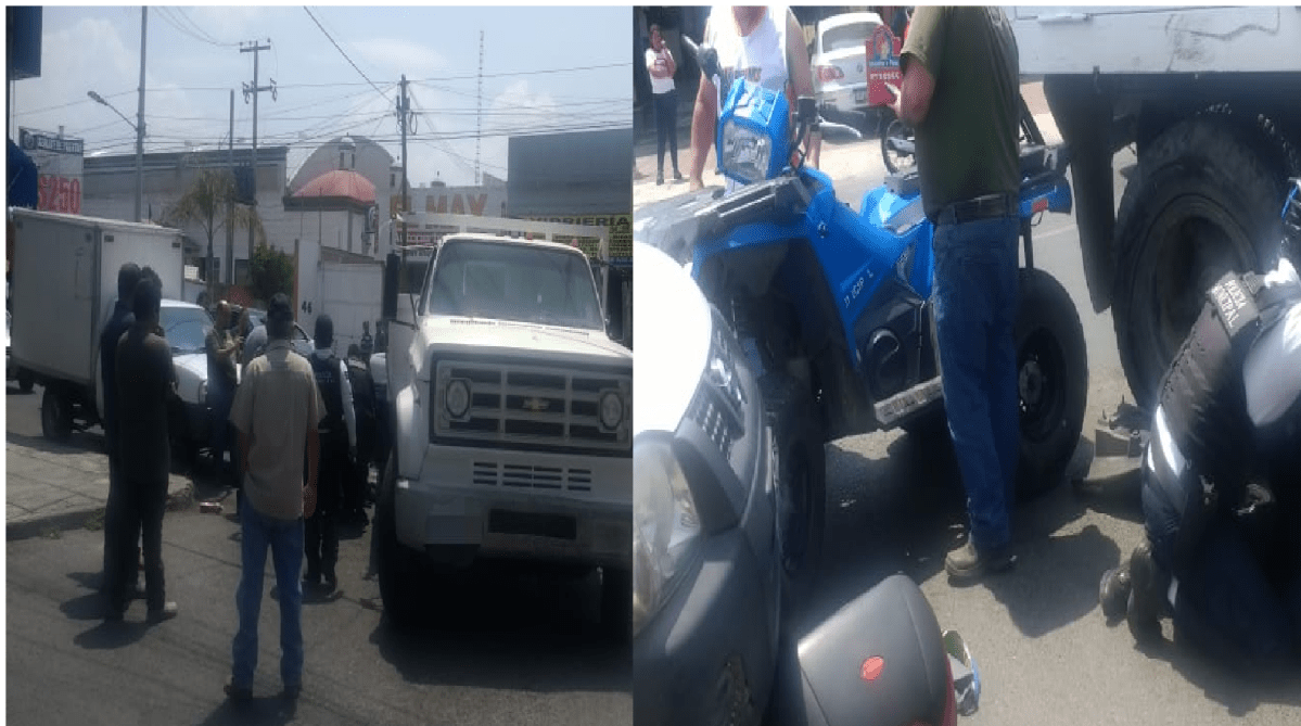 Arrolla a moto patrulla camión materialista, hay una policía herida, en San Juan del Río