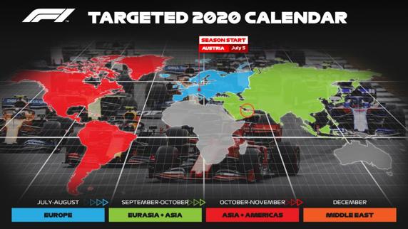 La propuesta de calendario de F1 2020