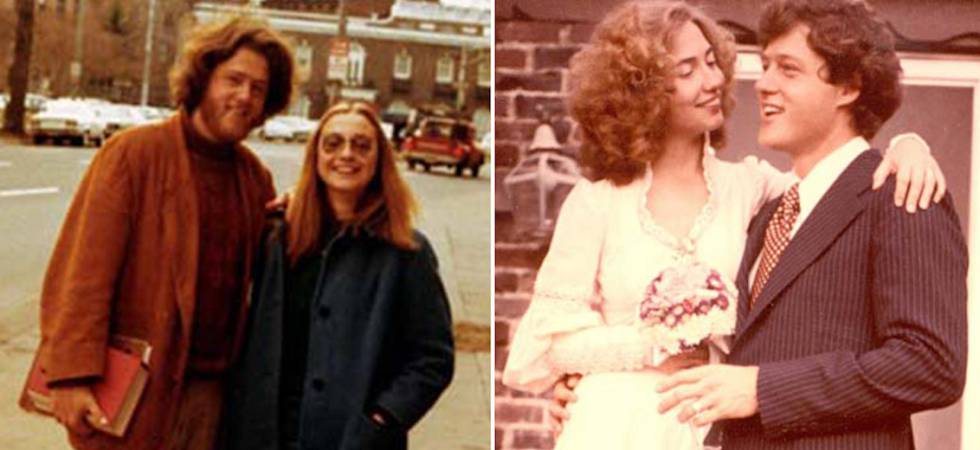 Hillary y Bill se conocieron en Yale en 1971. A la derecha, el día de su boda en 1975.