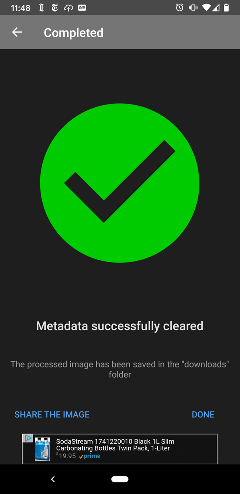 una captura de pantalla de la aplicación de eliminación de metadatos de fotos