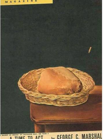 Portada de la revista 'The Week Magazine' de febrer del 1948 amb 'La cistella de pa', obra de Dalí, per anunciar el Pla Marshal