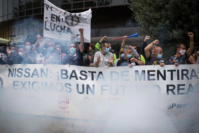 Manifestación de trabajadores de Nissan contra el cierre de fábricas en Cataluña, el pasado jueves en Barcelona.