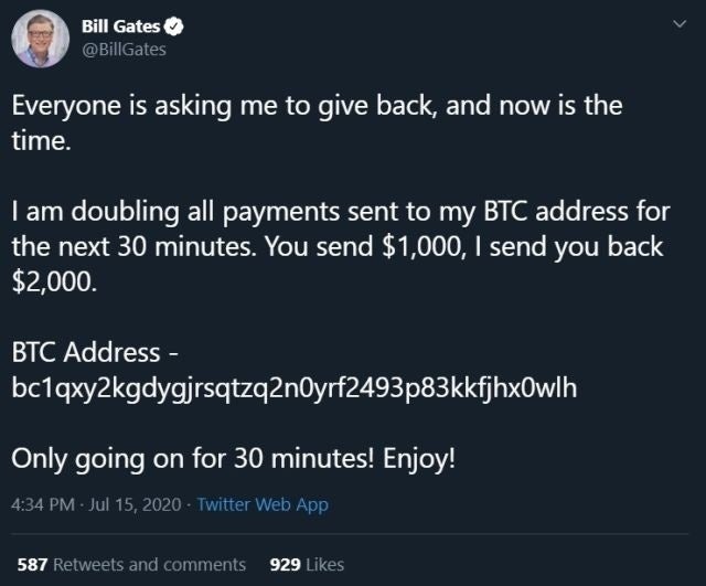 estafa de bitcoin twitter bill gates