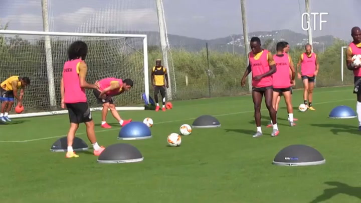 Un entrenamiento del Getafe en Oliva