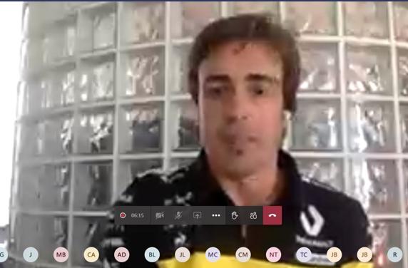 Fernando Alonso, en rueda de prensa virtual como piloto de Renault para la F1 en 2021