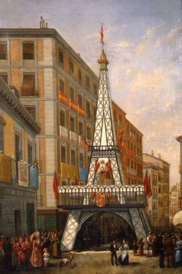 Pintura de la 'torre Eiffel' de la calle Ave María en 1889.