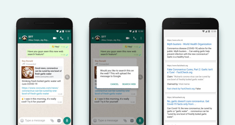La nueva característica de los pilotos de WhatsApp para combatir la desinformación: buscar en la web