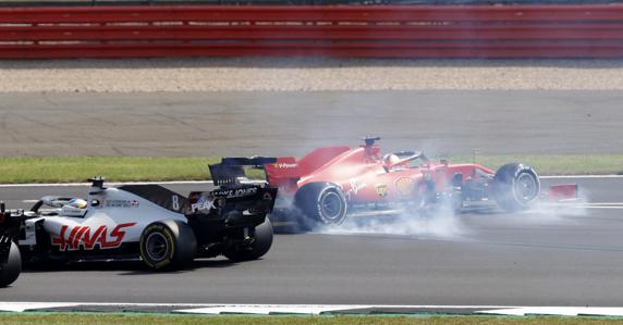 Vettel cometió un trompo al inicio del GP 70 aniversario de F1
