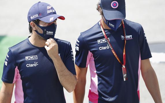 'Checo' Pérez y Lance Stroll, de Racing Point, en el GP de España de F1 2020